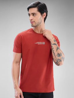 Spykar - Orange Slim Fit Cotton Round Neck T-Shirt for Men