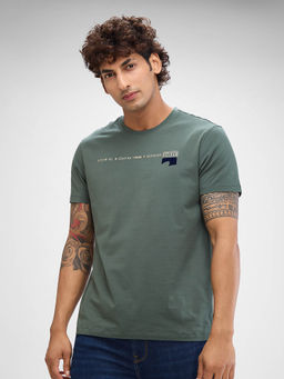 Spykar - Green Slim Fit Cotton Round Neck T-Shirt for Men