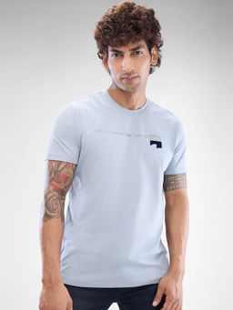 Spykar - Grey Slim Fit Cotton Round Neck T-Shirt for Men