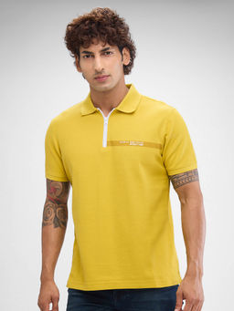 Spykar - Yellow Slim Fit Cotton Collar Neck Solid Polo T-Shirt for Men