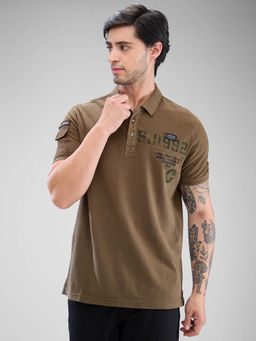 Spykar - Green Slim Fit Cotton Collar Neck Polo T-Shirt for Men
