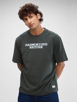 Spykar - Green Regular Fit Cotton Round Neck T-Shirt for Men