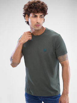 Spykar - Green Slim Fit Cotton Round Neck T-Shirt for Men