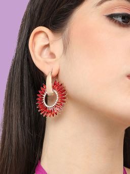 Sohi - Gold Plated Designer Stone Party Drop Earring For Women