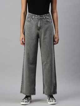 SHOWOFFFF - Women's Casual Wide Leg High-rise Grey Jeans