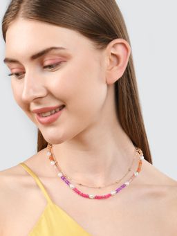Accessorize London - Womens Multi-Color Layered Pearl & Stone Necklace