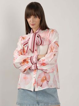 VERO MODA - Beige Printed Regular Fit Shirt