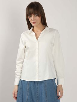 VERO MODA - White Solid Regular Fit Shirt