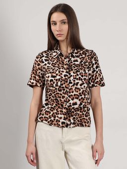 VERO MODA - Brown Animal Print Regular Fit Shirt