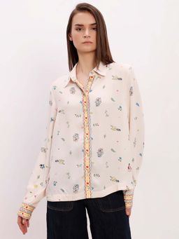 VERO MODA - White Printed Regular Fit Shirt
