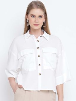 Oxolloxo - White Solid Boxy Fit Shirt