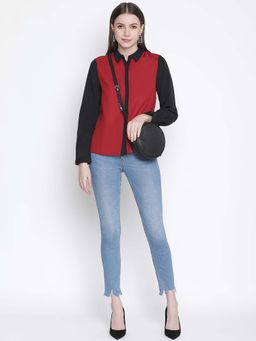Oxolloxo - Red Colorblock Regular Fit Shirt
