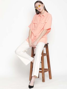Oxolloxo - Coral Solid Loose Fit Shirt
