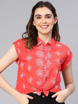 Oxolloxo - Red Embroidered Regular Fit Shirt