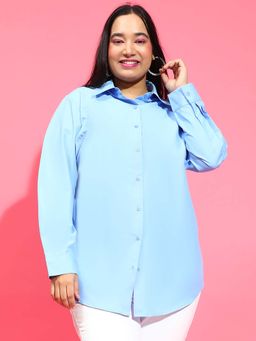 Oxolloxo - Blue Solid Relaxed Fit Shirt
