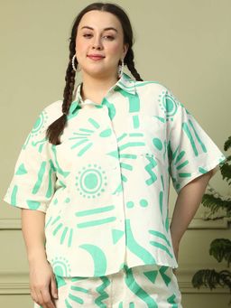 Oxolloxo - White Printed Regular Fit Shirt