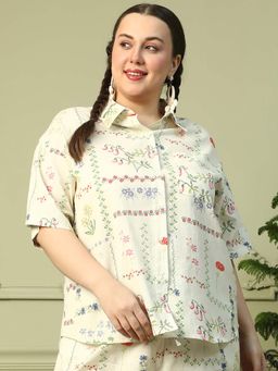 Oxolloxo - Beige Printed Regular Fit Shirt