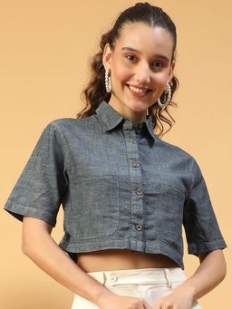 Oxolloxo - Grey Solid Boxy Fit Shirt