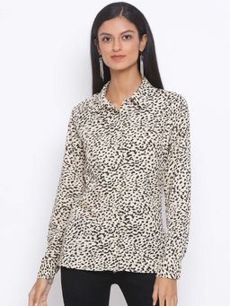 Oxolloxo - Beige Animal Print Regular Fit Shirt