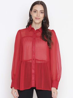 Oxolloxo - Red Solid Loose Fit Shirt