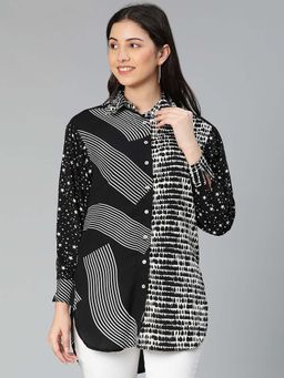 Oxolloxo - Black Printed Relaxed Fit Shirt