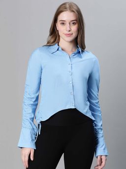 Oxolloxo - Blue Self Design Regular Fit Shirt