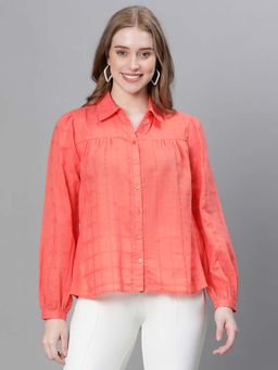 Oxolloxo - Red Self Design Regular Fit Shirt