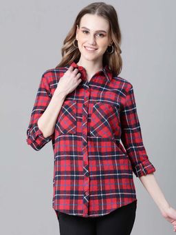 Oxolloxo - Red Checks Relaxed Fit Shirt