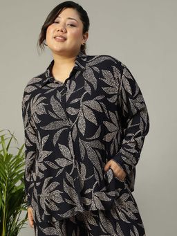 Oxolloxo - Black Printed Regular Fit Shirt