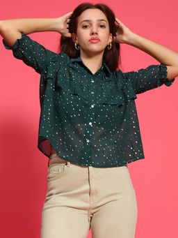 Oxolloxo - Green Printed Regular Fit Shirt