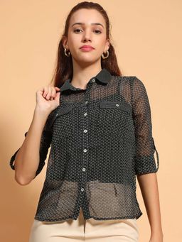 Oxolloxo - Black Printed Regular Fit Shirt