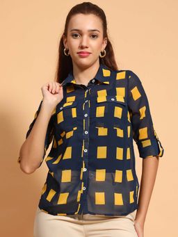 Oxolloxo - Blue Printed Regular Fit Shirt