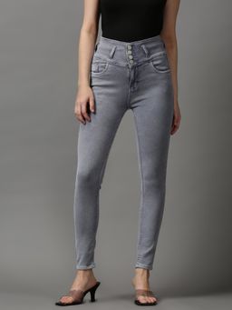 SHOWOFFFF - Women's Clean Look Skinny Fit Grey Denim Jeans