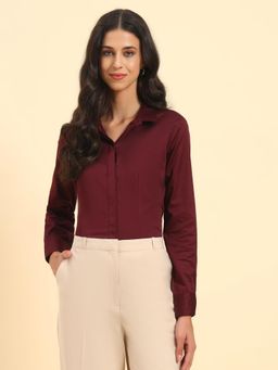 Cantabil - Women Regular Fit Maroon Shirt