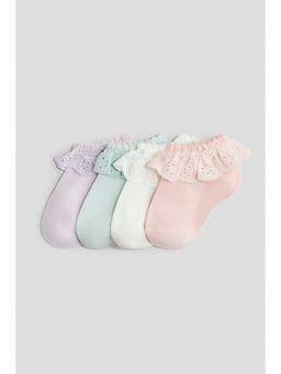 H&M - Girls Purple 4-Pack Shaftless Socks