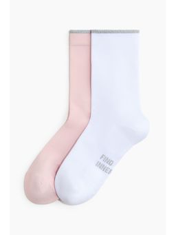 H&M - Women White 2-Pack Running Socks With Drymove