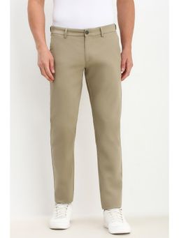 Allen Solly - Men Khaki Slim Fit Textured Casual Trouser