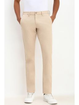 Allen Solly - Men Beige Slim Fit Textured Casual Trouser