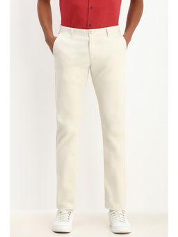 Allen Solly - Men Cream Slim Fit Solid Casual Trouser