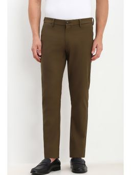 Allen Solly - Men Olive Slim Fit Solid Casual Trouser