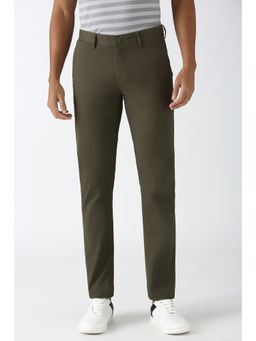 Peter England - Men Olive Solid Super Slim Fit Trouser
