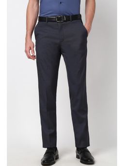 Peter England - Men Grey Textured Slim Fit Trouser