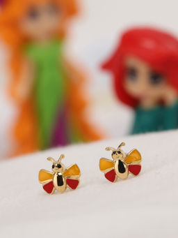 Praavy - 925 Sterling Silver The Beautiful Gold Butterfly Kids Studs