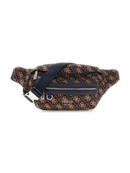 Guess - Black Blended Printed Men Belt Bag