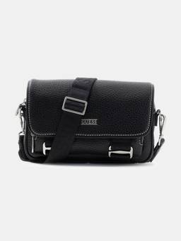 Guess - Black Polyurethane Solid Men Cross Body Bag