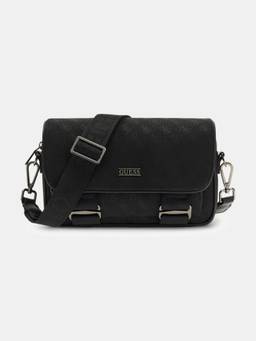 Guess - Black Polyester Solid Men Cross Body Bag