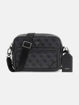 Guess - Black Polyurethane Printed Men Cross Body Bag