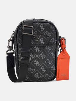 Guess - Black Polyurethane Printed Men Cross Body Bag