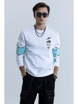 Snitch - White Crew Neck Colorblock Sweatshirt