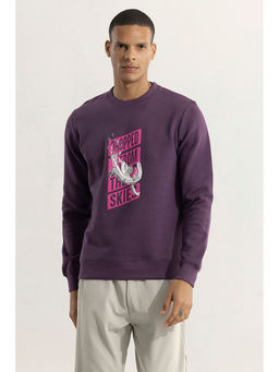 Snitch - Purple Crew Neck Printed Sweatshirt